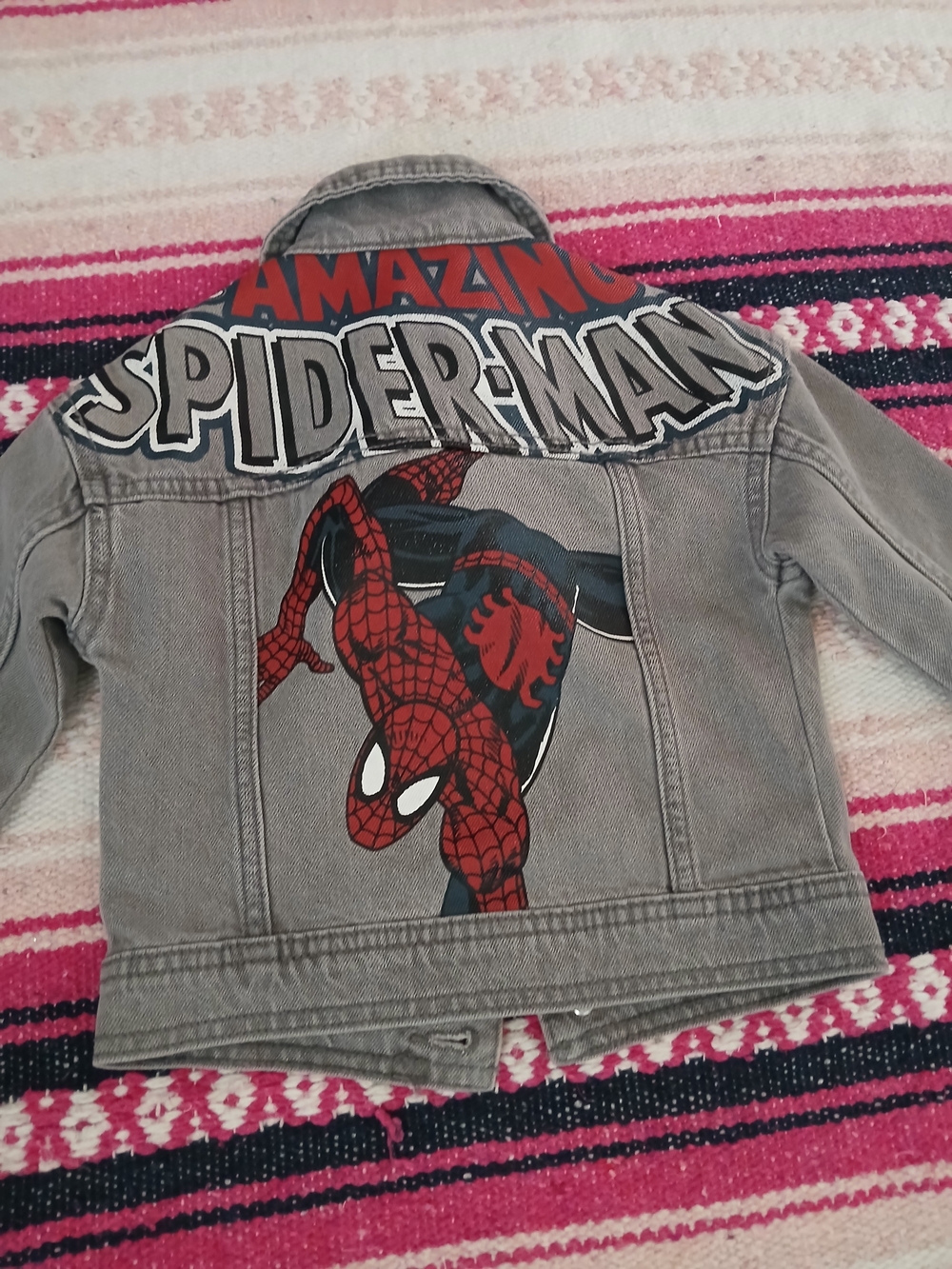 Marvel Kids Gray Denim Jacket with Red & Black Spider-Man Graphic Boys 2T